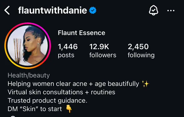 Flaunt Essence on Instagram, helping women clear acne and age beautifully